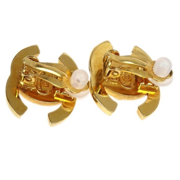 Chanel CC Turnlock Earrings Clip-On Gold Small - Picture 3 of 5
